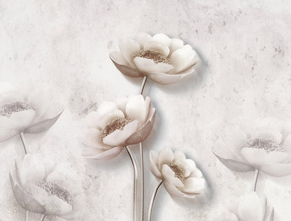 White & Gold 3D Floral Design Print 100% Australian Made