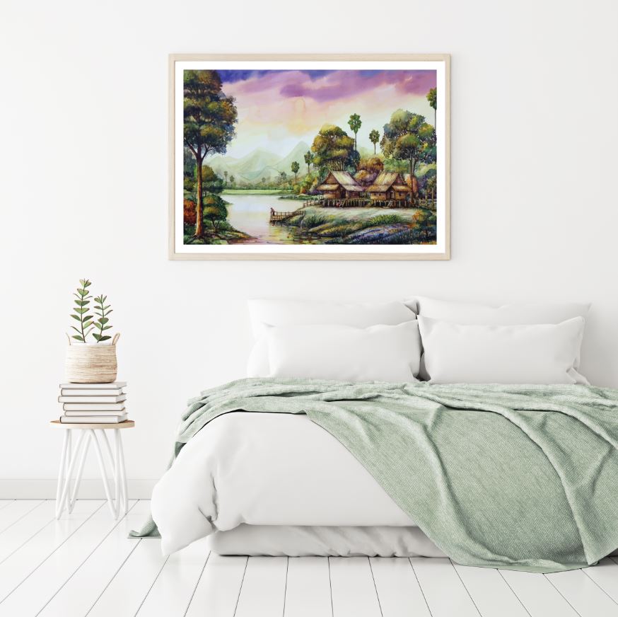 Village Scenery Oil Painting Home Decor Premium Quality Poster Print Choose Your Sizes