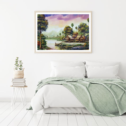 Village Scenery Oil Painting Home Decor Premium Quality Poster Print Choose Your Sizes
