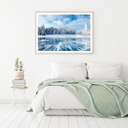 Frozen Lake Near Forest Scenery Photograph Home Decor Premium Quality Poster Print Choose Your Sizes