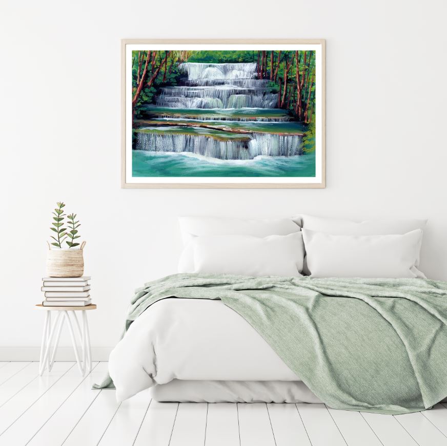 Waterfall Scenery Oil Painting Home Decor Premium Quality Poster Print Choose Your Sizes