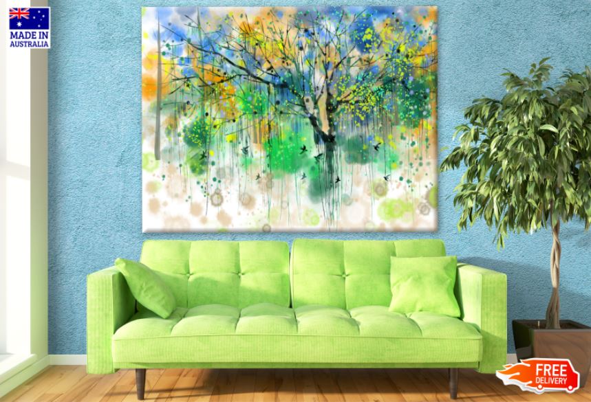 Colorful tree Watercolor Painting Print 100% Australian Made