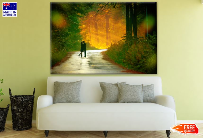 Couple Kissing on Road at Sunset Photograph Print 100% Australian Made
