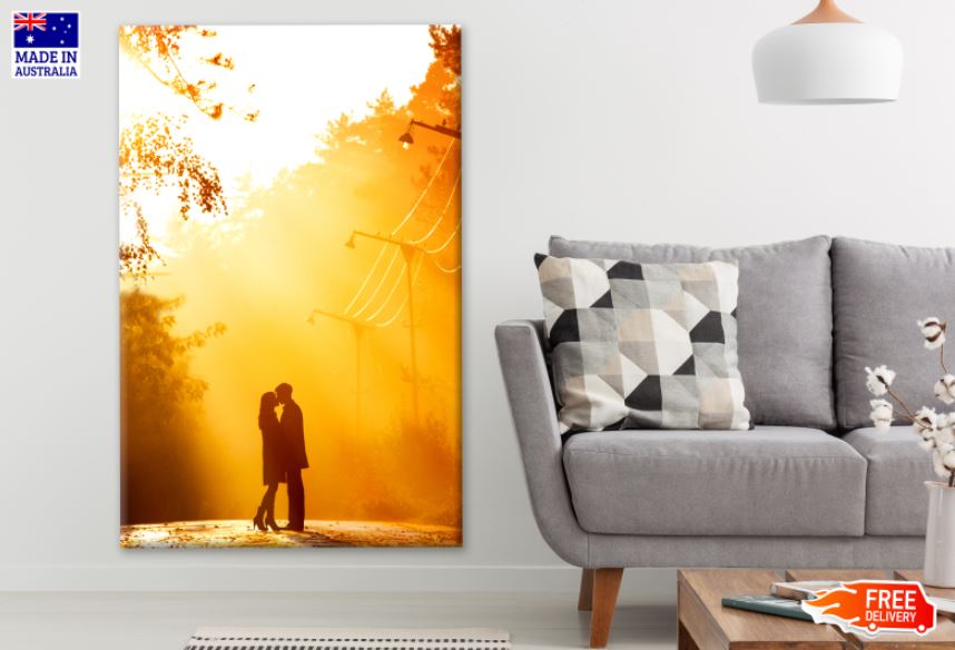 Couple Kissing on Road at Sunset Photograph Print 100% Australian Made