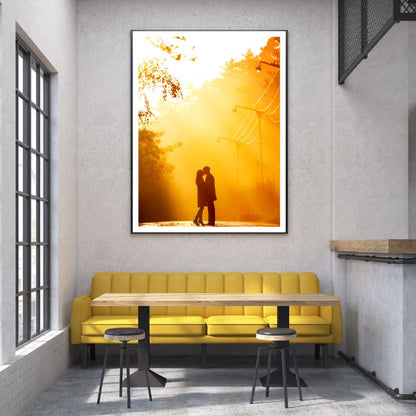 Couple on Road at Sunset Scenery Home Decor Premium Quality Poster Print Choose Your Sizes