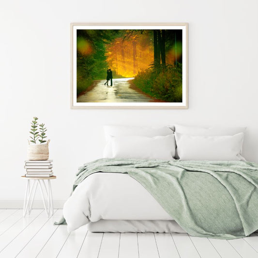 Couple on Road at Sunset Scenery Photograph Home Decor Premium Quality Poster Print Choose Your Sizes