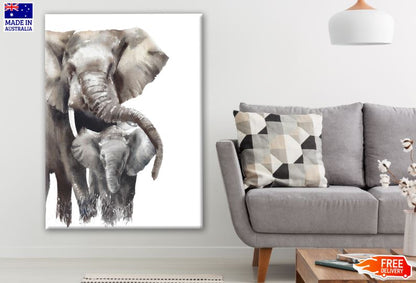 Elephant & Baby Watercolor Painting Print 100% Australian Made