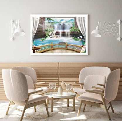 Waterfall Scenery Window View Photograph Home Decor Premium Quality Poster Print Choose Your Sizes