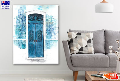 Blue Door Watercolor Painting Print 100% Australian Made
