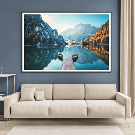 Boat on Lake Scenery Photograph Home Decor Premium Quality Poster Print Choose Your Sizes