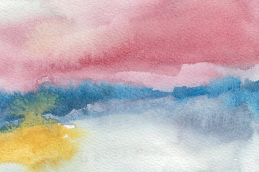 Pink Blue & Yellow Watercolor Abstract Design Print 100% Australian Made