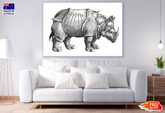 Rhino B&W Art Design Print 100% Australian Made