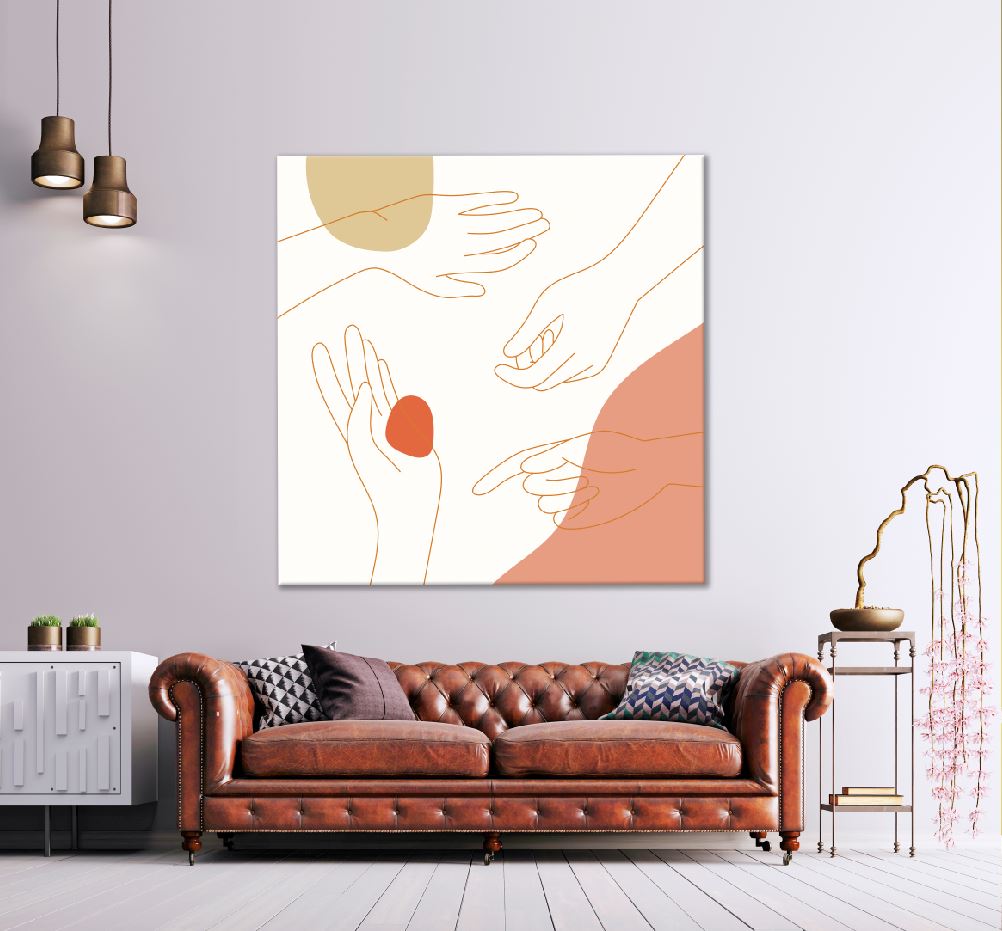 Square Canvas Woman Hands Line Art Design High Quality Print 100% Australian Made