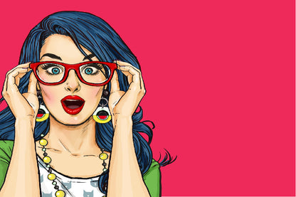 Surprised young woman in hipster glasses Print 100% Australian Made