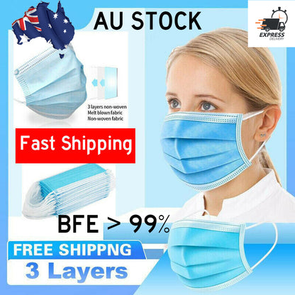 Face Mask Protective 3 Layer Mouth Masks Filter Ship In Stock Now AU