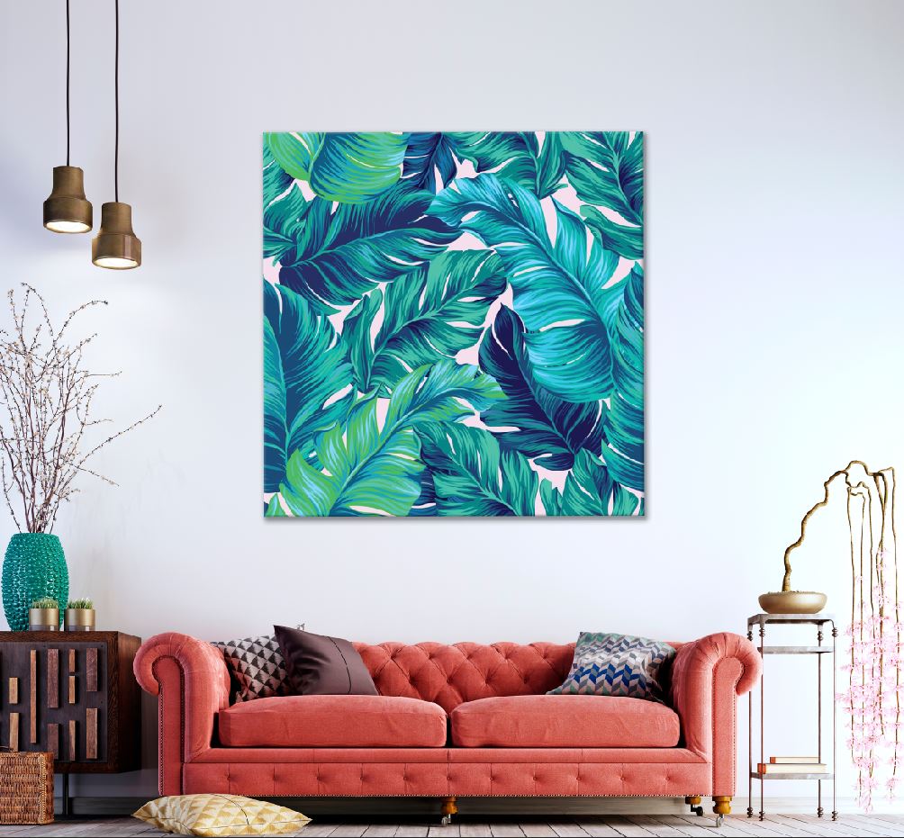 Square Canvas Vector Tropical Palm Leaves View High Quality Print 100% Australian Made