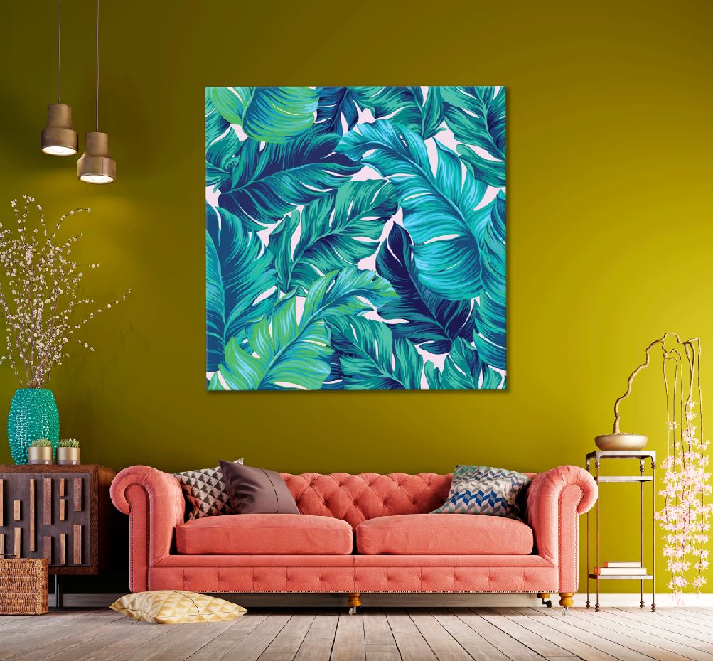 Square Canvas Vector Tropical Palm Leaves View High Quality Print 100% Australian Made