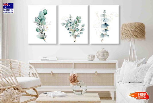 3 Set of Watercolor Leaves Painting High Quality Print 100% Australian Made Wall Canvas Ready to Hang