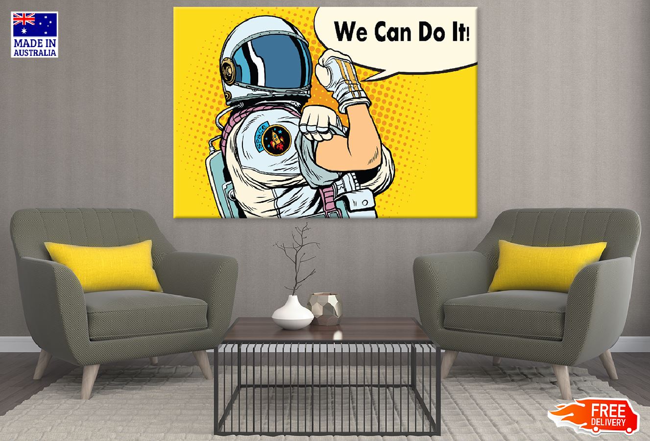 We Can Do It Astronaut Showing Muscle Print 100% Australian Made