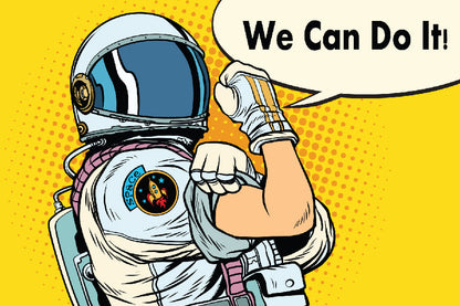 We Can Do It Astronaut Showing Muscle Print 100% Australian Made