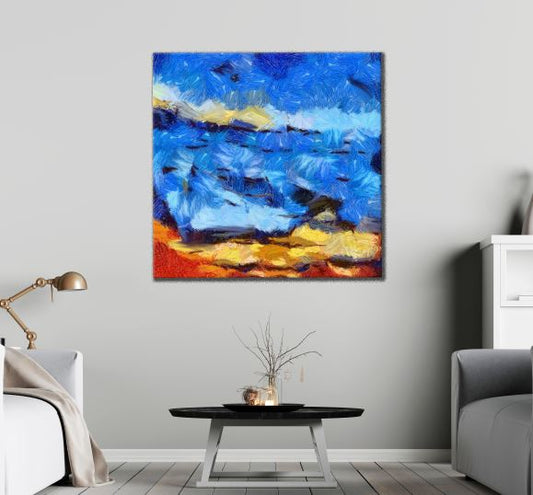 Square Canvas Colorful Abstract Watercolor Painting High Quality Print 100% Australian Made