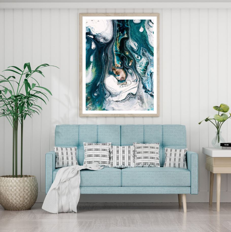 Green Gold & White Abstract Design Home Decor Premium Quality Poster Print Choose Your Sizes