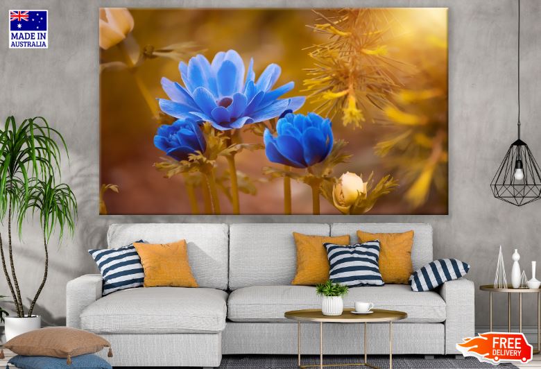 Blue Flowers Macro Photograph Print 100% Australian Made
