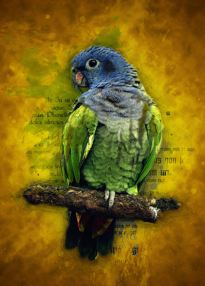 Parrot on a Tree Oil Painting Home Decor Premium Quality Poster Print Choose Your Sizes