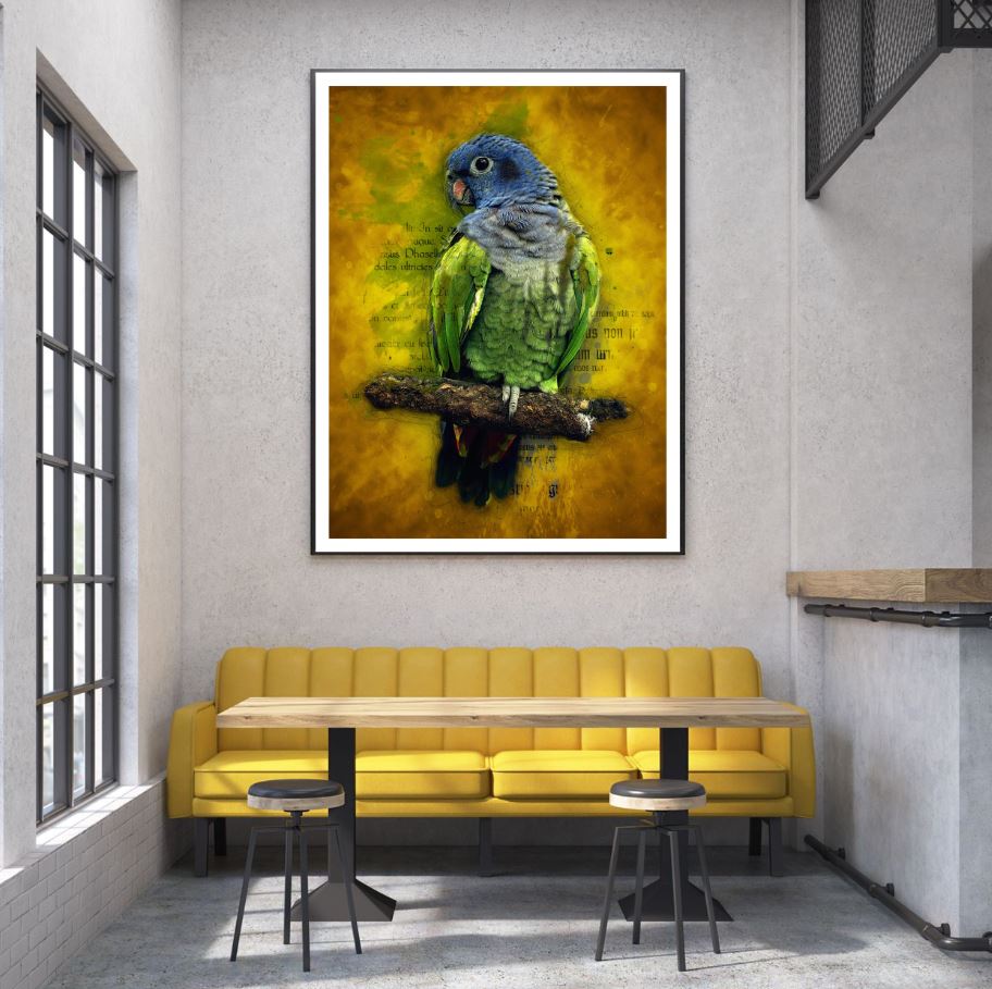 Parrot on a Tree Oil Painting Home Decor Premium Quality Poster Print Choose Your Sizes