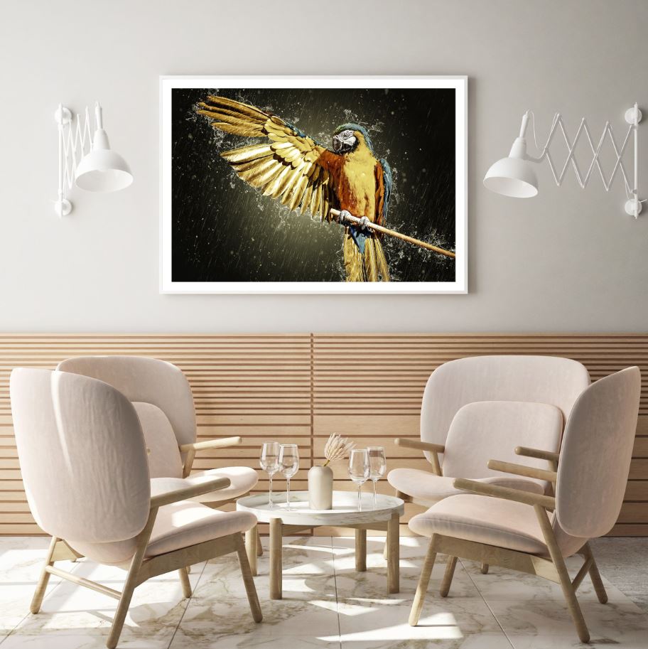 Parrot on a Tree Painting Home Decor Premium Quality Poster Print Choose Your Sizes