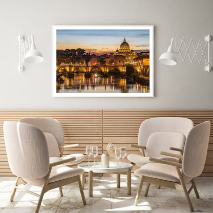 City Bridge & Buildings Sunset Home Decor Premium Quality Poster Print Choose Your Sizes