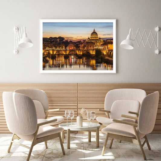 City Bridge & Buildings Sunset Home Decor Premium Quality Poster Print Choose Your Sizes