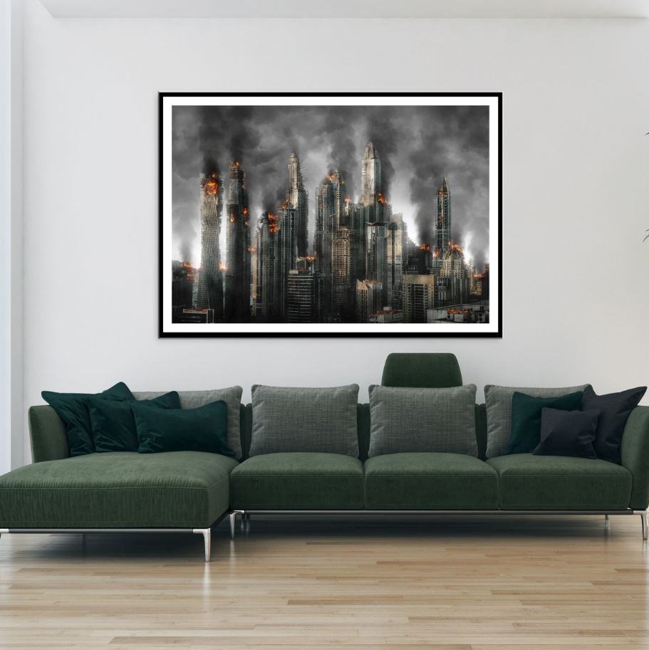 Burning City Scenery Photograph Home Decor Premium Quality Poster Print Choose Your Sizes