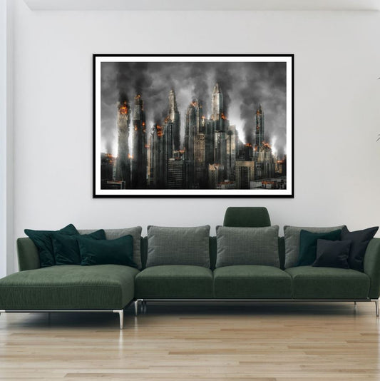 Burning City Scenery Photograph Home Decor Premium Quality Poster Print Choose Your Sizes