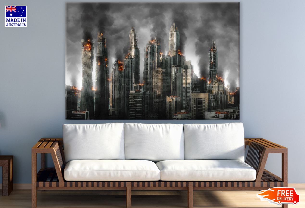 Burning City Scenery Photograph Print 100% Australian Made
