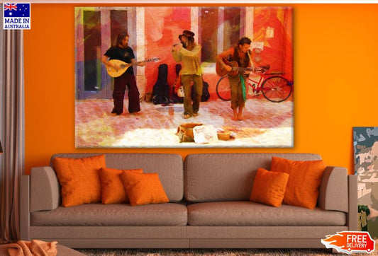 Street Singers Oil Painting Print 100% Australian Made