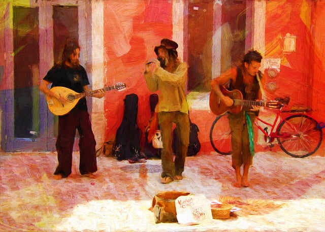 Street Singers Oil Painting Print 100% Australian Made