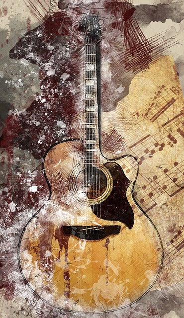 Guitar & Abstract Background Design Print 100% Australian Made