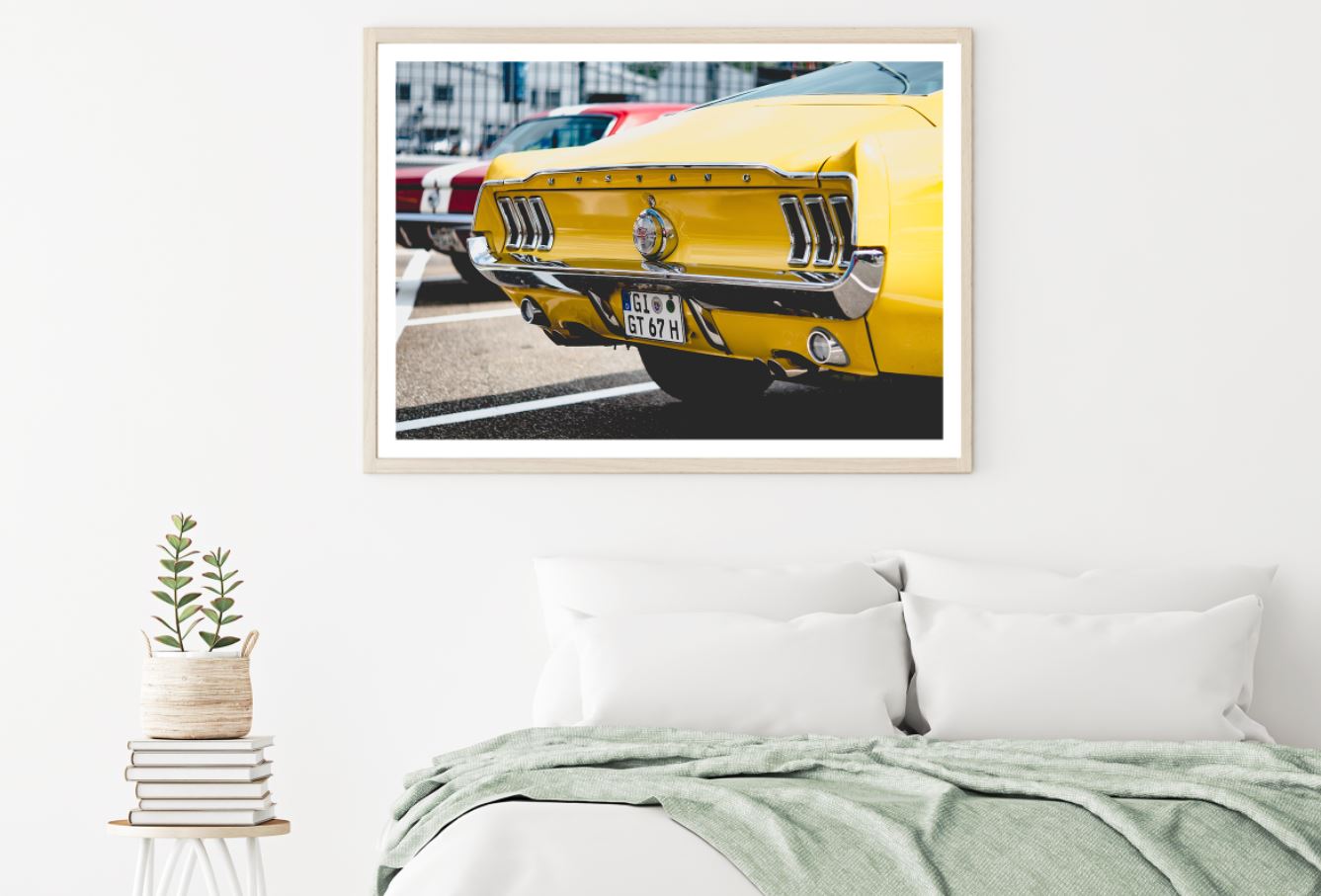 Yellow Mustang Car Photograph Home Decor Premium Quality Poster Print Choose Your Sizes