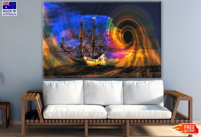 Colorful Ship Sailing in Sea Abstract Watercolor Painting Print 100% Australian Made