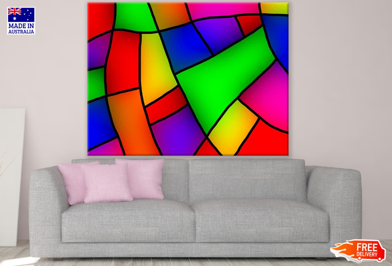 Colorful Abstract Shapes Design Print 100% Australian Made