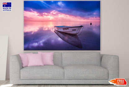Boat on Sunset Sea Photograph Print 100% Australian Made