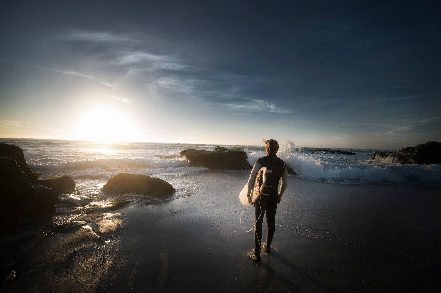 Surfer on Beach Scenery View Print 100% Australian Made