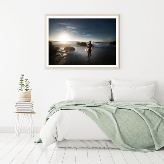 Surfer on Beach Scenery View Home Decor Premium Quality Poster Print Choose Your Sizes