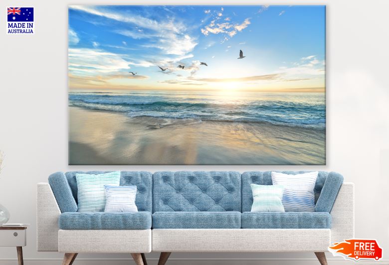 Birds Flying Over the Sea Sunset Photograph Print 100% Australian Made