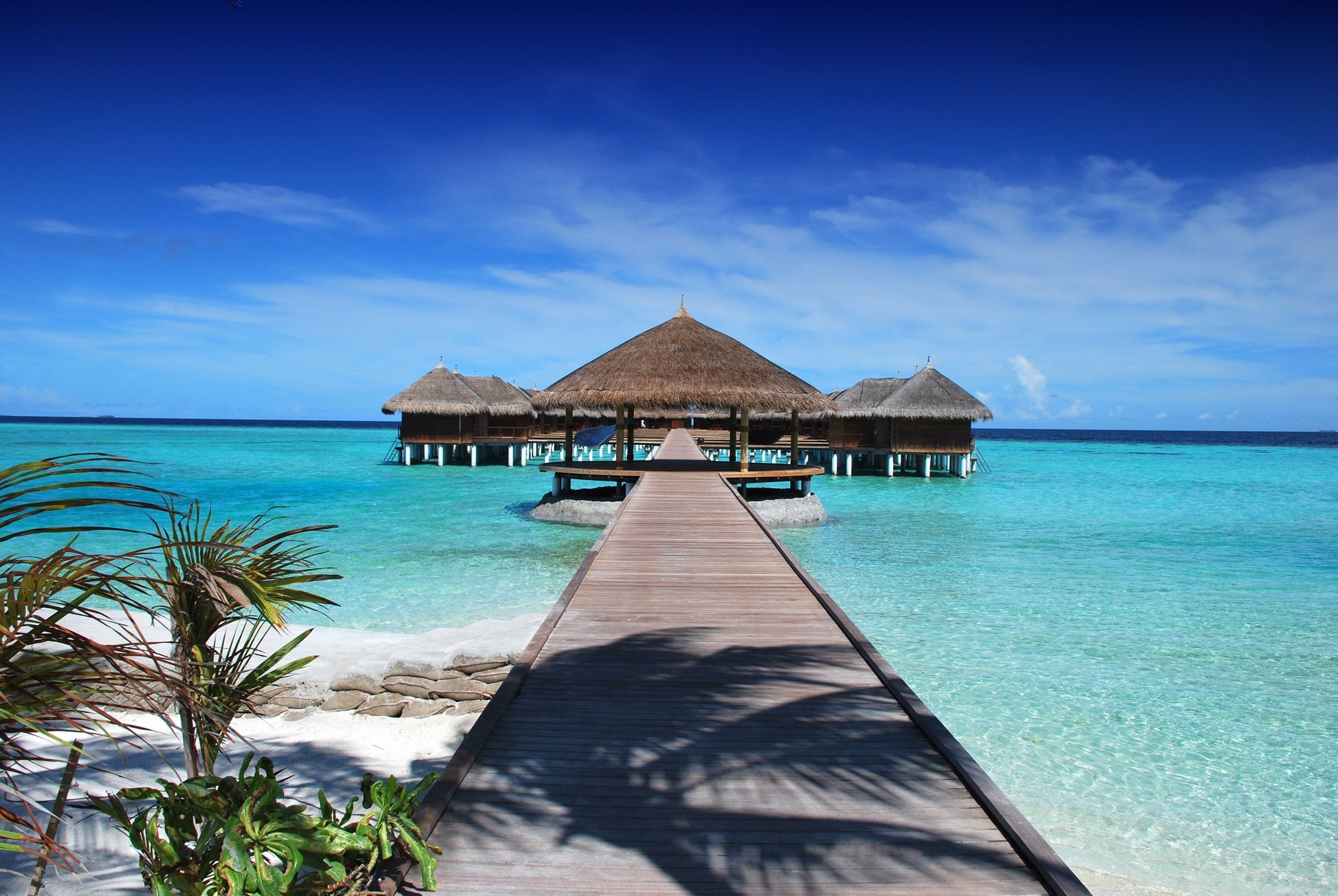 Resort On Wooden Pier Over the Sea Scenery Photograph Print 100% Australian Made