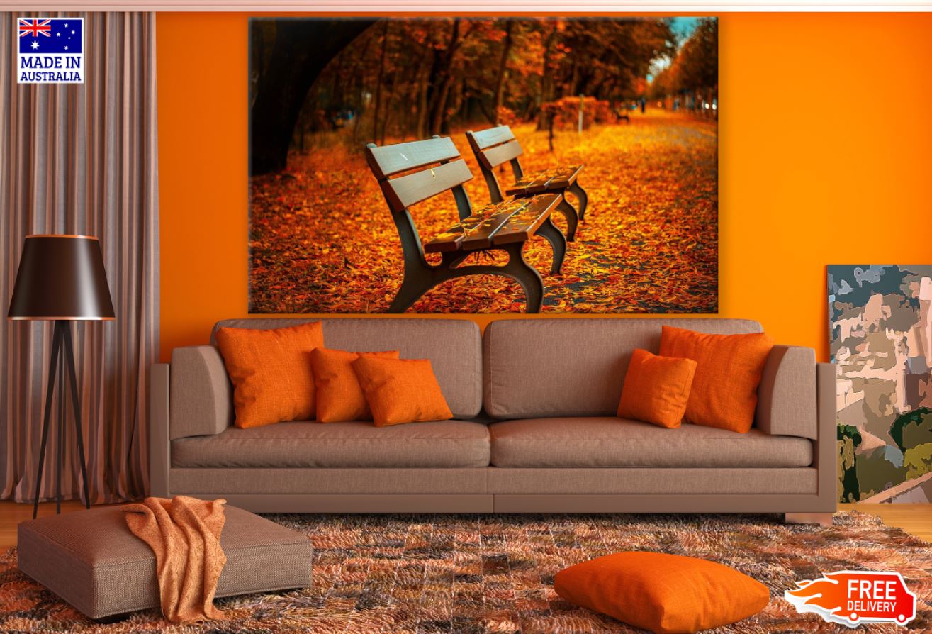 Bench & Autumn Leaves Photograph Print 100% Australian Made