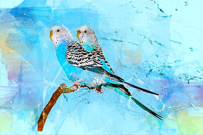 Blue Birds On A Tree Branch Painting Print 100% Australian Made