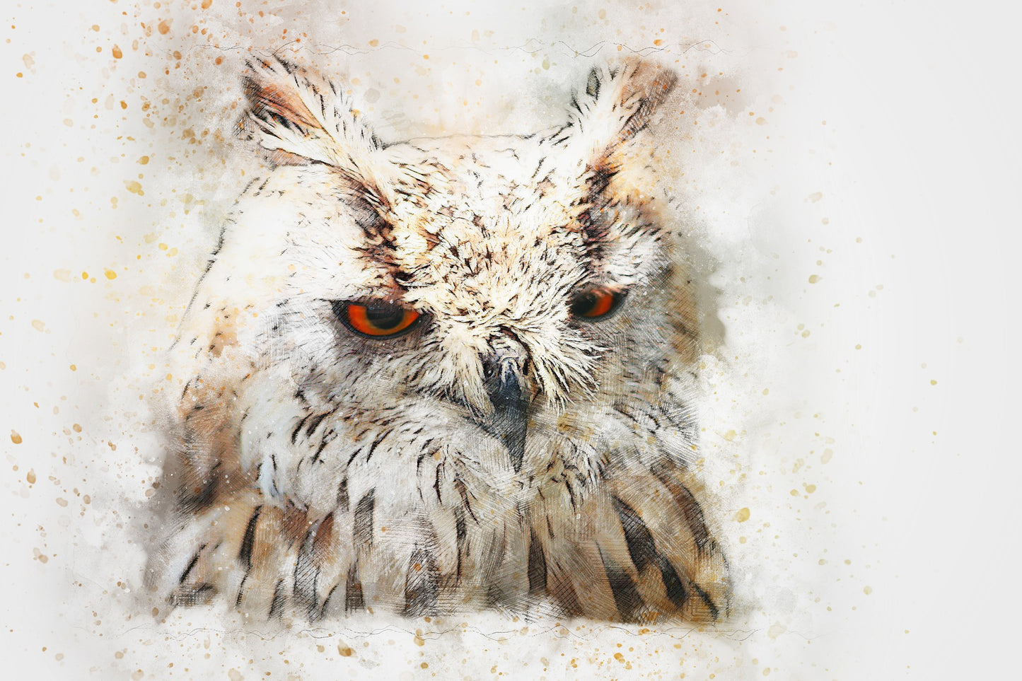 Owl Face Portrait Painting Print 100% Australian Made