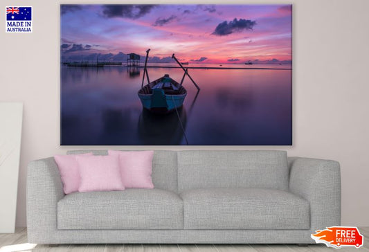 Boat on Sea at Sunset Photograph Print 100% Australian Made